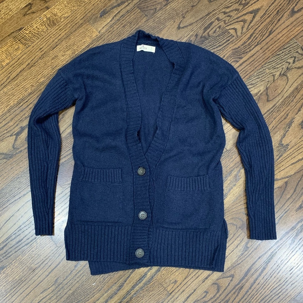 Like New Hollister Navy Button Cardigan Women’s Size Small